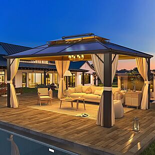 13' Hard-Top Pavilion with Curtains $499
