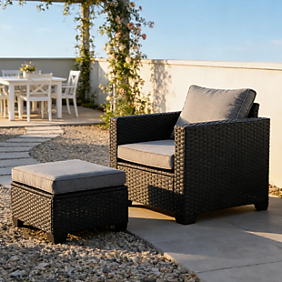 Patio Armchair Chair + Ottoman, Just $170