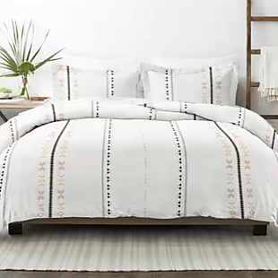 3pc Queen Geo Lines Duvet Cover Set $28
