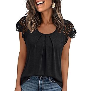 Lace-Sleeve Summer Tops $8 at Amazon