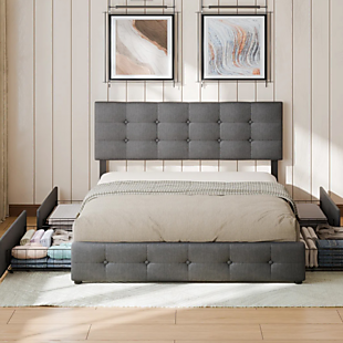 Queen Bed with Rolling Drawers $154
