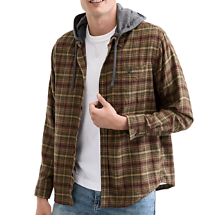 Sun + Stone Hooded Plaid Shirt $10