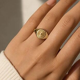 14K Plated Sunburst Signet Ring, Just $14