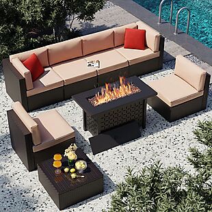 8-Piece Patio Set + Fire Pit Table $590