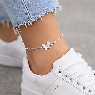 Crystal Butterfly Adjustable Anklet $14