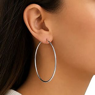 Large Sterling Silver Endless Hoops $24