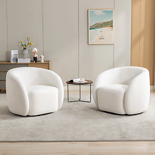 2 Upholstered Swivel Armchairs $270
