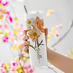 Customized Birth Flower Tumbler $18