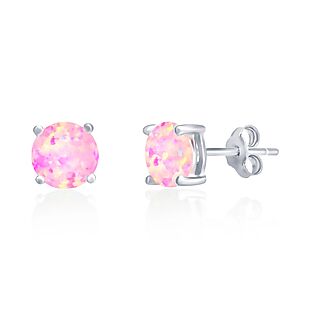 Lab Grown Pink Opal 925 Silver Studs $19